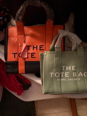Marc Jacobs The Tote Bag — Orange & Sage Green Colorway